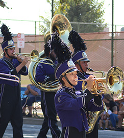 Marching band performing
